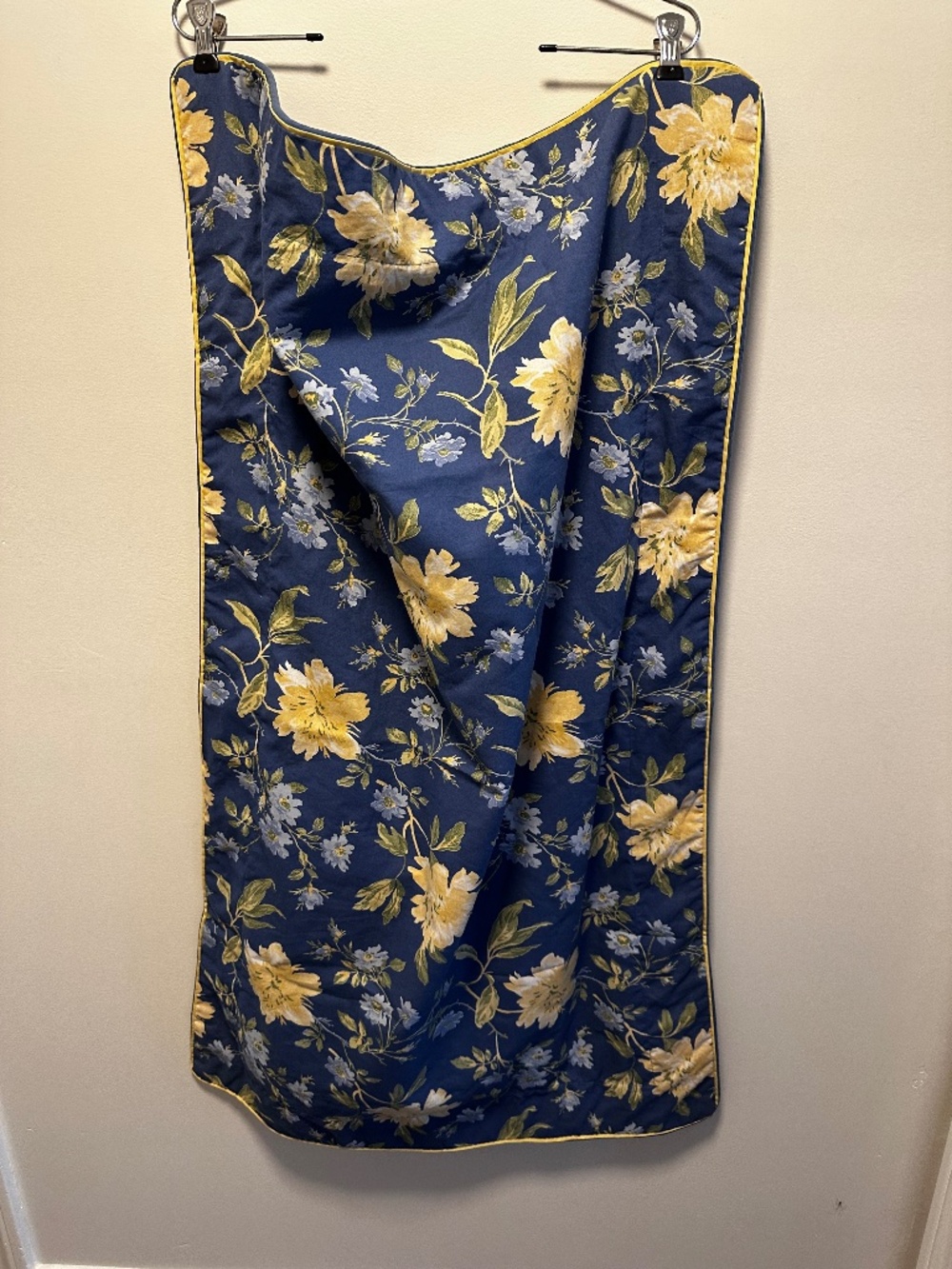 Laura Ashley Vintage King Pillow Shams (2) Emily Blue and Yellow Floral Cottage